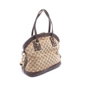 Gucci Brown Interlocking Canvas Leather Beige GG Handbag